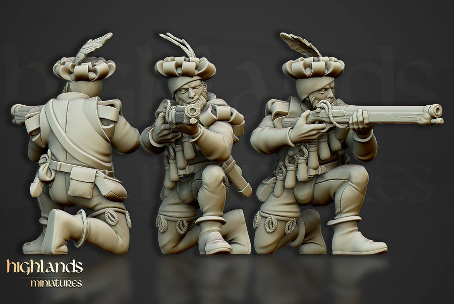 Arquebusier Unit August Release Highlands Miniatures D&D TABLETOP GAMING MINIATURES Border3d 