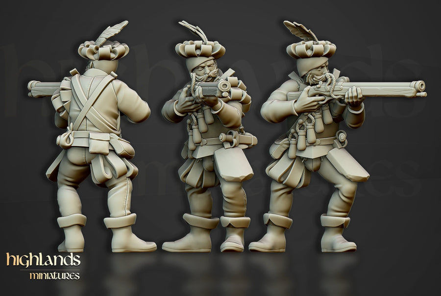 Arquebusier Unit August Release Highlands Miniatures D&D TABLETOP GAMING MINIATURES Border3d 