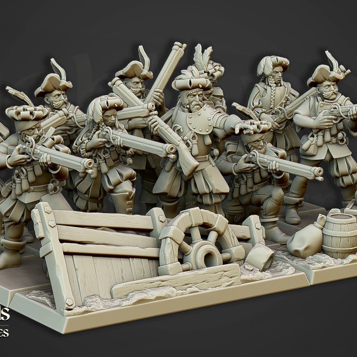 Arquebusier Unit Highlands Miniatures- | Border3d D&D TABLETOP GAMING MINIATURES Border3d Limited Liability Company 