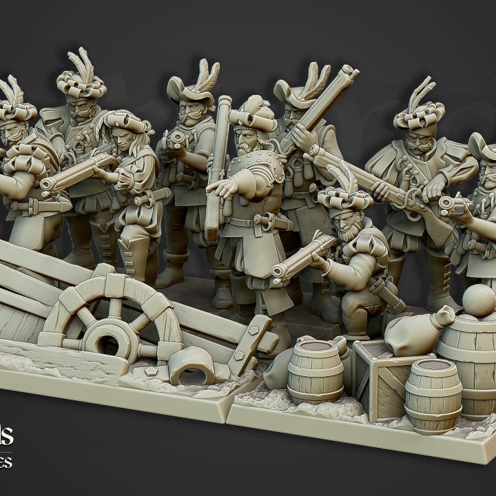 Arquebusier Unit Highlands Miniatures- | Border3d D&D TABLETOP GAMING MINIATURES Border3d Limited Liability Company 