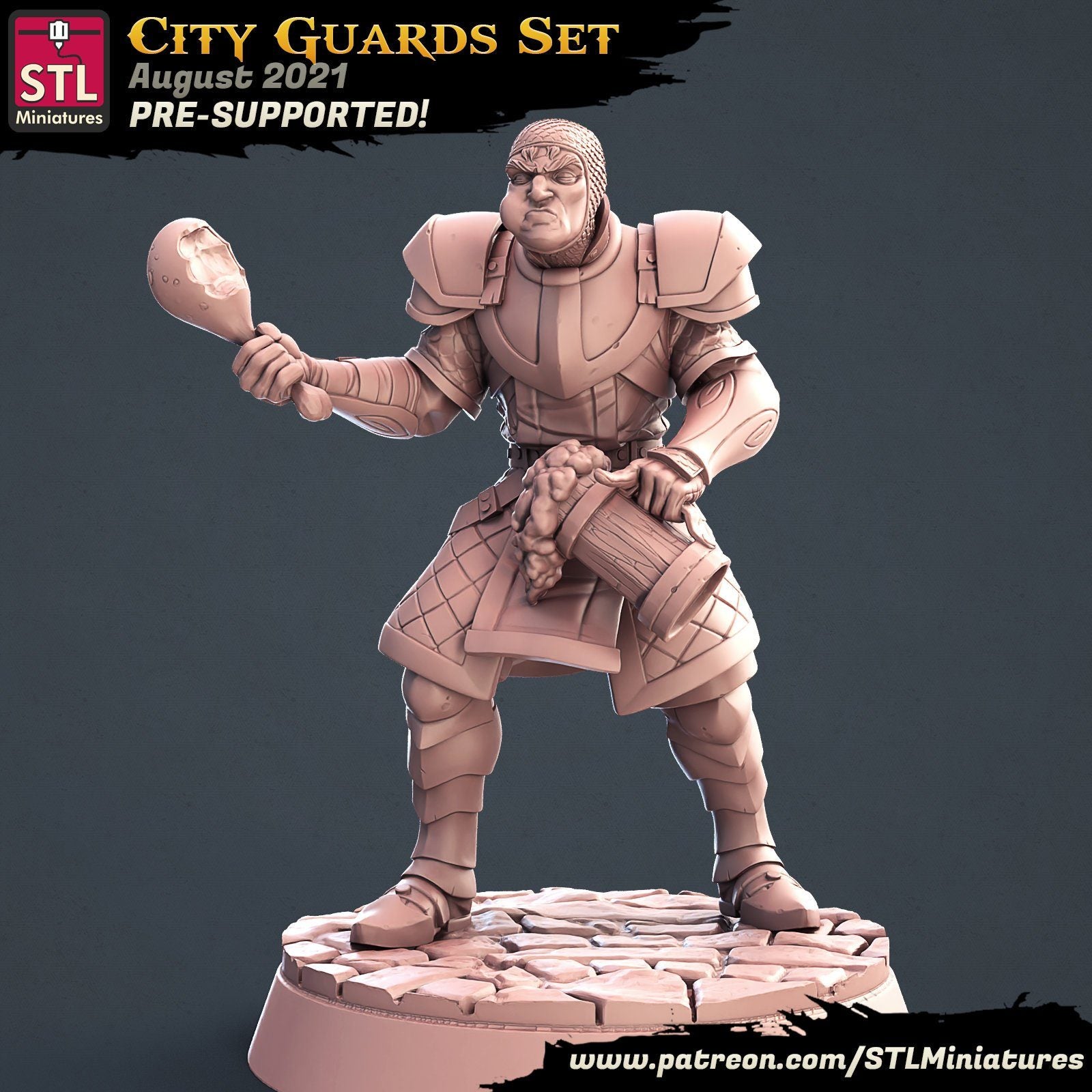 City Guard B STL Miniatures D&D TABLETOP GAMING MINIATURES Border3d 