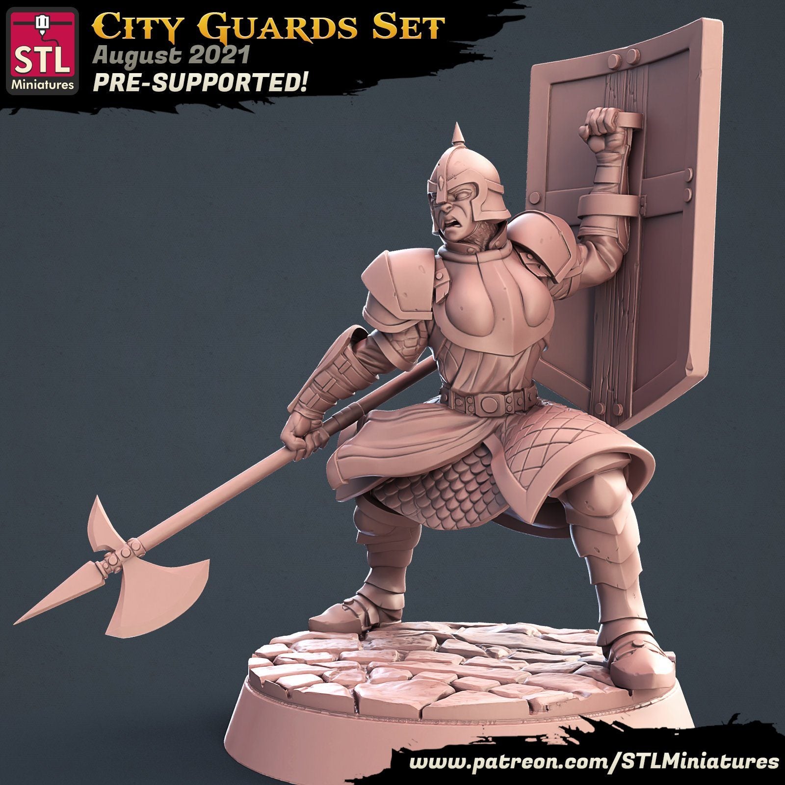 City Guard C STL Miniatures D&D TABLETOP GAMING MINIATURES Border3d 