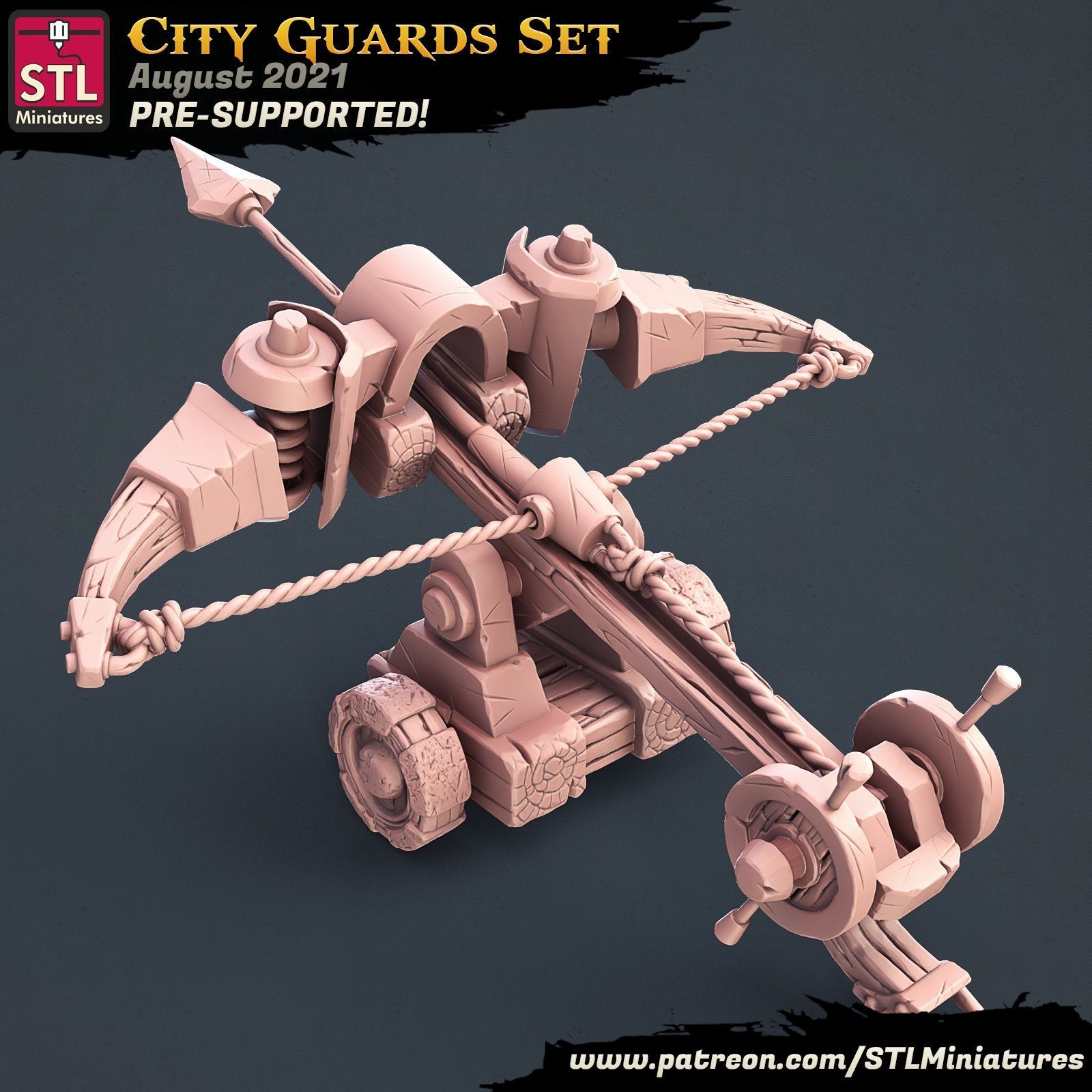 City Guards Ballista STL Miniatures D&D TABLETOP GAMING MINIATURES Border3d 