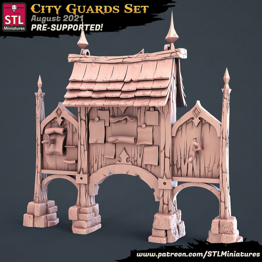 City Guards Board STL Miniatures D&D TABLETOP GAMING MINIATURES Border3d 