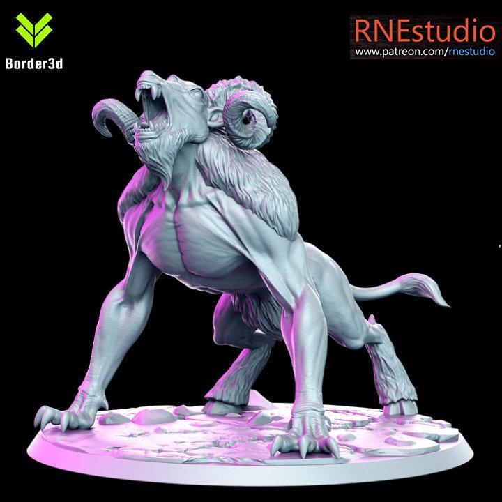 Dire Ram - beast - 32mm - DnD RN Estudio D&D TABLETOP GAMING MINIATURES Border3d 