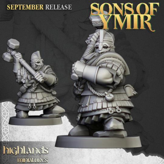 Garde royal nain - Sons of Ymir - Highlands Miniatures | Marteaux