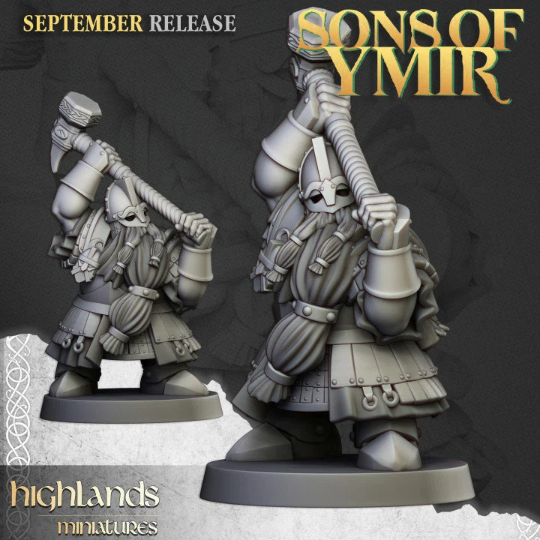 Garde royal nain - Sons of Ymir - Highlands Miniatures | Marteaux