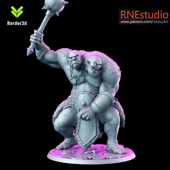 Ettin - head ogre - 32mm -75mm DnD RN Estudio D&D TABLETOP GAMING MINIATURES Border3d 