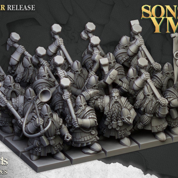 Garde royal nain - Sons of Ymir - Highlands Miniatures | Marteaux