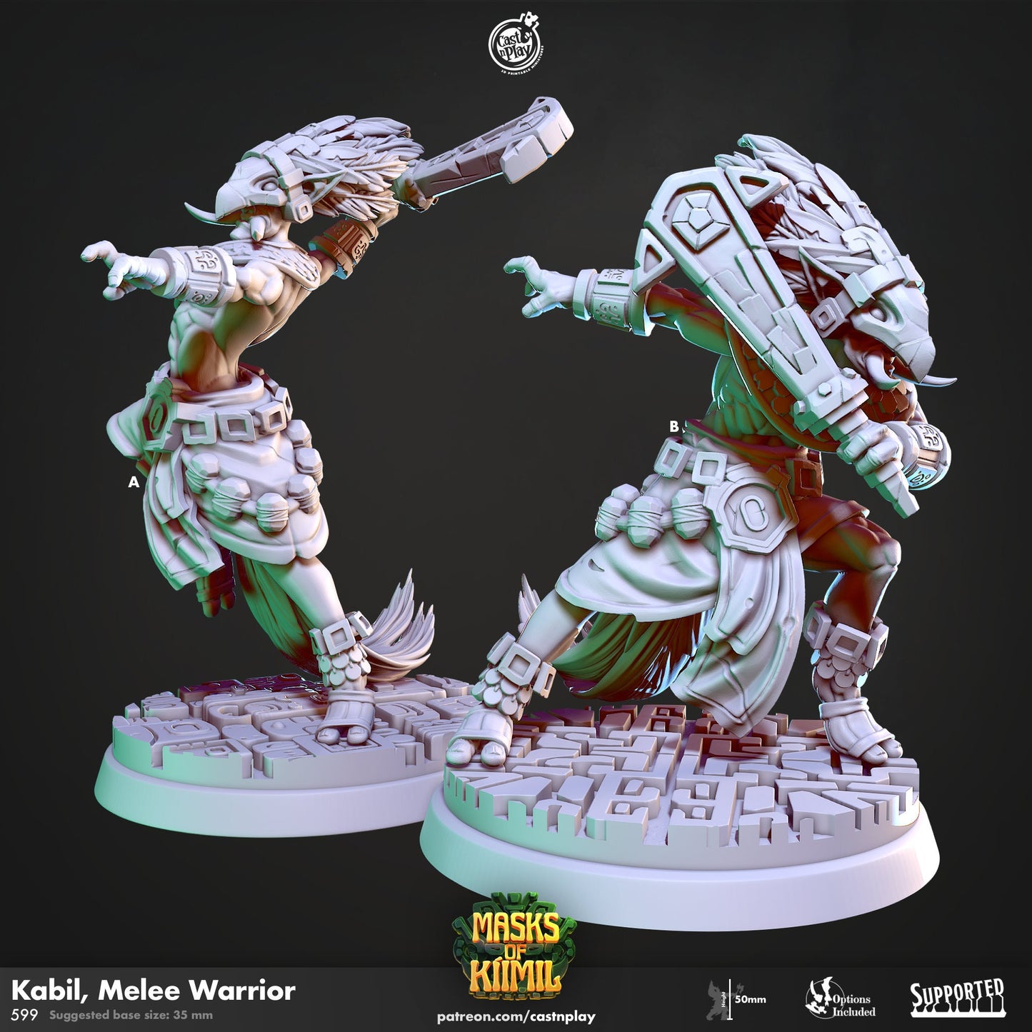 Kabil- Melee Warrior, Cast N Play- Máscaras de Kiimi