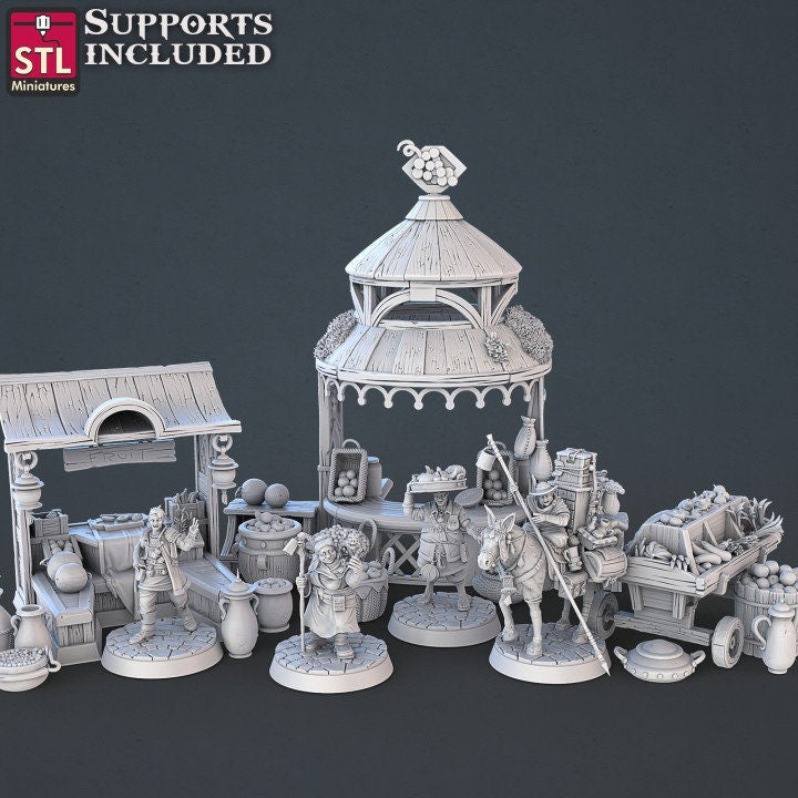 Ensemble de vendeurs de nourriture - Miniatures STL