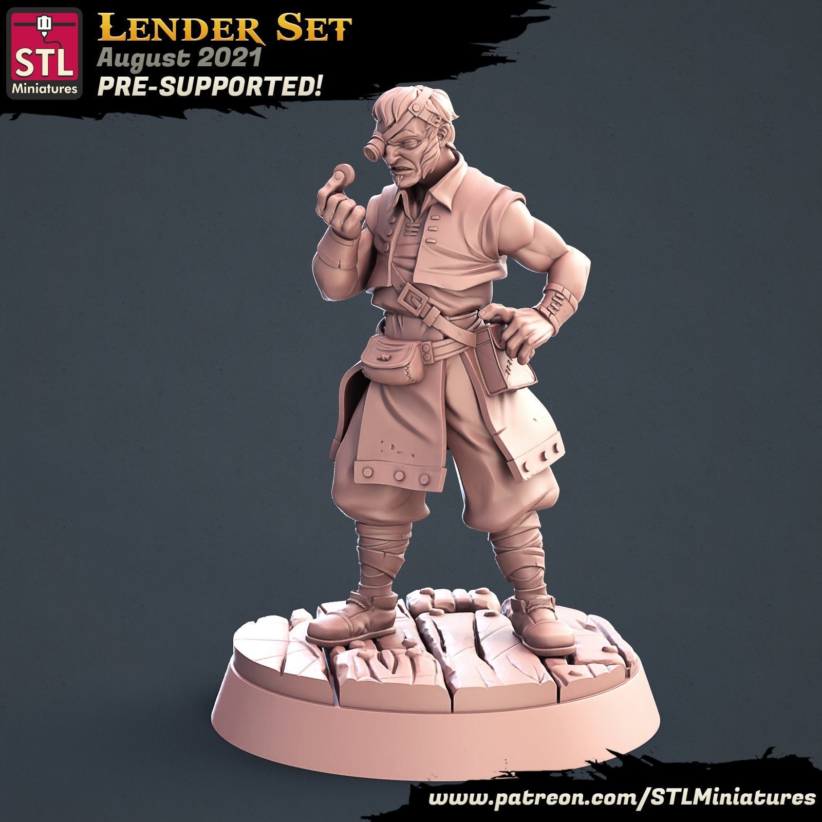 Lender Assistant STL Miniatures D&D TABLETOP GAMING MINIATURES Border3d 