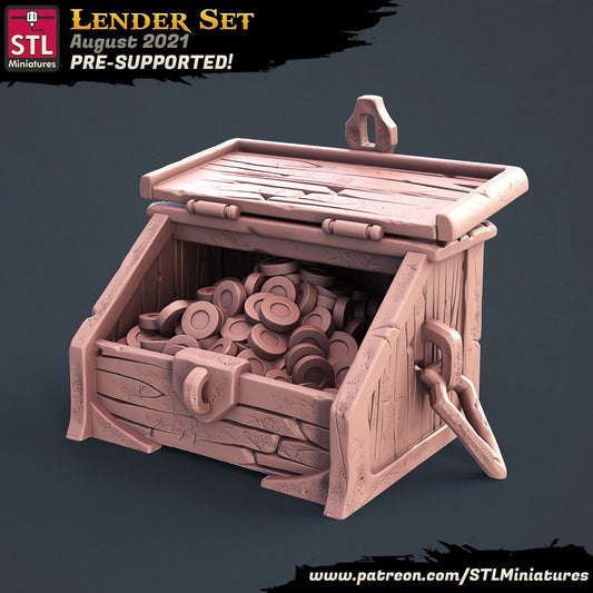 Lenders Chest STL Miniatures D&D TABLETOP GAMING MINIATURES Border3d 